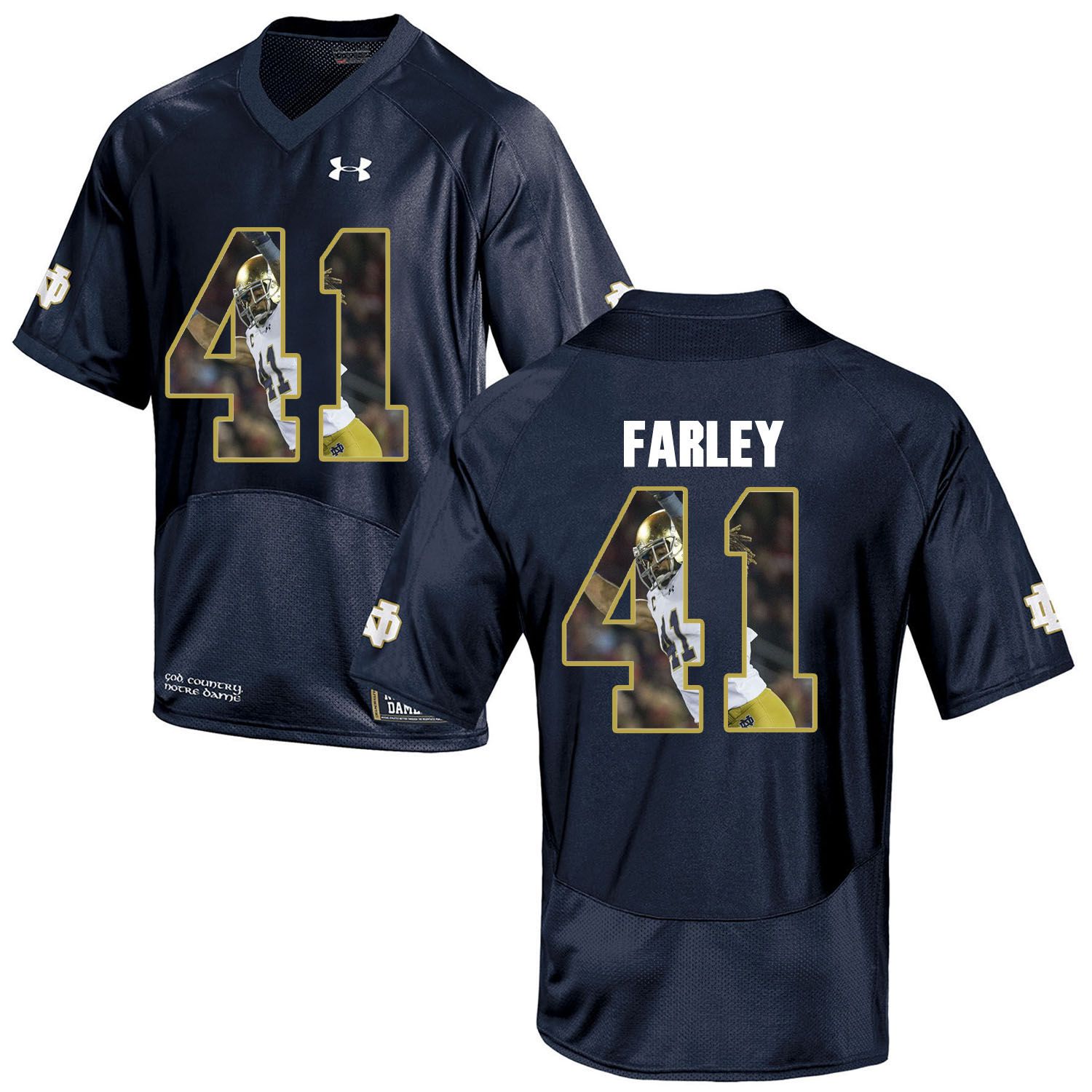 Men Norte Dame Fighting Irish 41 Farley Navy Blue Fashion Edition Customized NCAA Jerseys